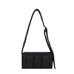Quilted Padded Women Shoulder Bags Nylon Wide Strap Crossbody Bag
