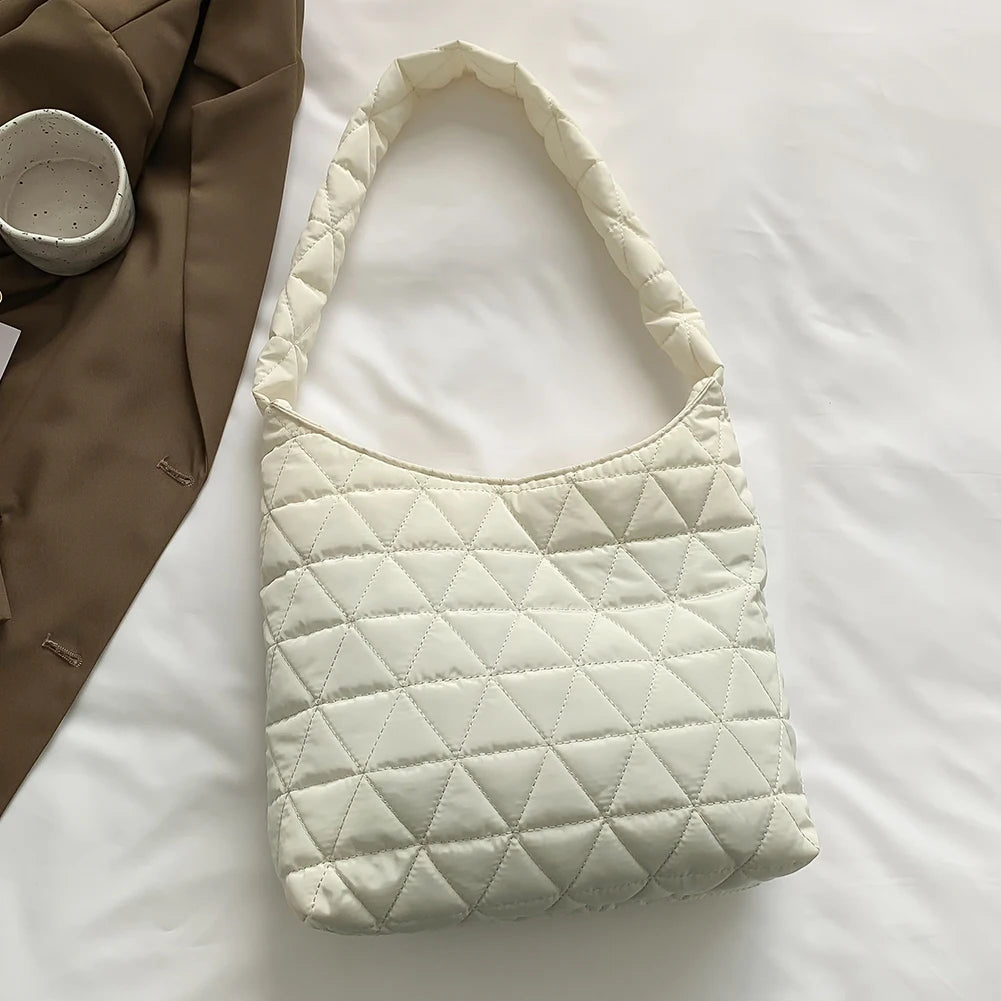 Quilted Tote Bags Winter Cotton Padded Bags for Women Shoulder Bags Casual