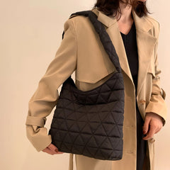 Quilted Tote Bags Winter Cotton Padded Bags for Women Shoulder Bags Casual