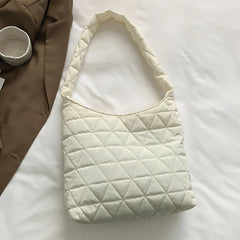 Quilted Tote Bags Winter Cotton Padded Bags for Women Shoulder Bags Casual