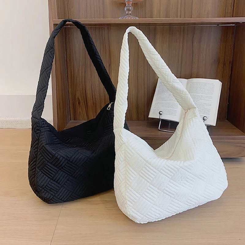 Quilted Women's Underarm Shoulder Bag Nylon Hobo Clutch Handbag Purse Tote