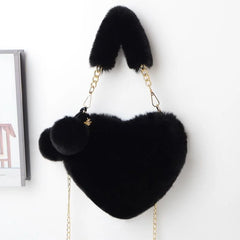 Rabbit Plush Heart-shaped Women's Handbag