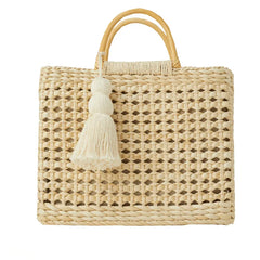 Rattan Hollow Handbag Natural Straw Tote Lady Shoulder Bag