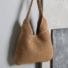 Rattan Straw Women Shoulder Bags Wicker Woven Handbags Large Capacity