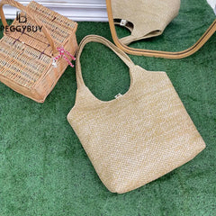 Rattan Women Shoulder Bags Straw Woven Handbags Large Capacity