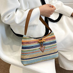 Rattan Women Shoulder Bags Wicker Woven Large Capacity Handbags