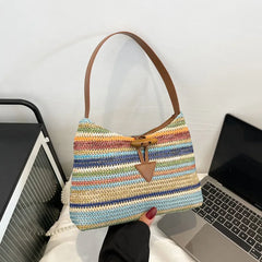 Rattan Women Shoulder Bags Wicker Woven Large Capacity Handbags