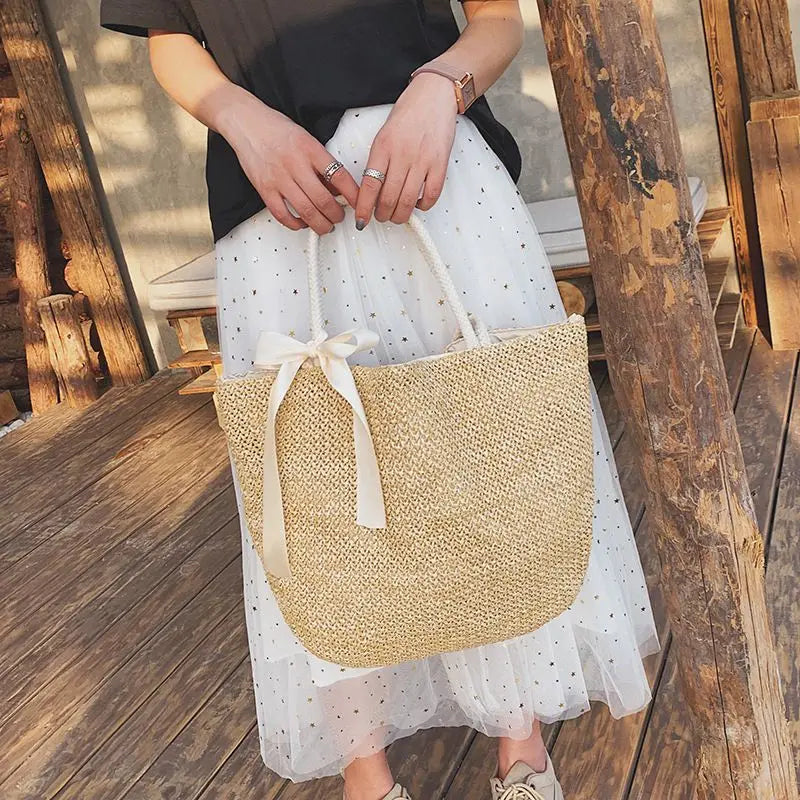 Rattan Woven Women Handbag Large Capacity Tote Bag KL1087