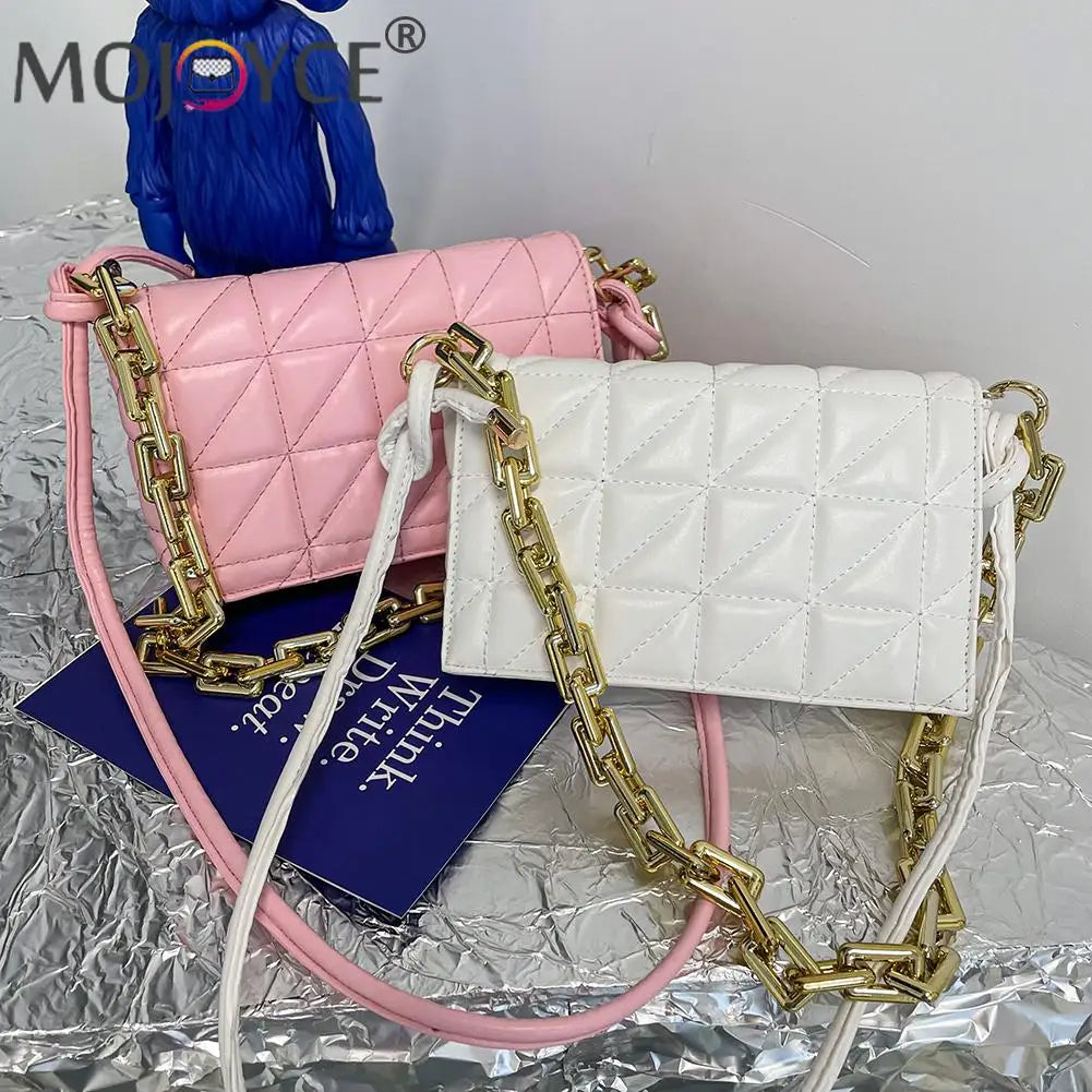 Geometric Embroidery Shoulder Crossbody Bag Retro Chain Handbag