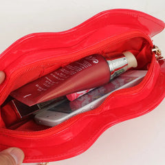 Red Lips Shape Bags Women Girls PU Leather Handbag Messenger Bag Shoulder