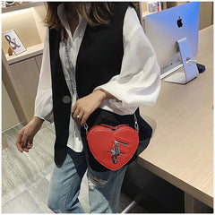 Red Love Heart Shape Shoulder Bag Crossbody Chain
