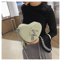 Red Love Heart Shape Shoulder Bag Crossbody Chain