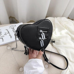 Red Love Heart Shape Shoulder Bag Crossbody Chain