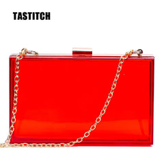 Red Transparent Acrylic Clutch Bag Evening Party Chain Women Shoulder Bag