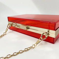 Red Transparent Acrylic Clutch Bag Evening Party Chain Women Shoulder Bag