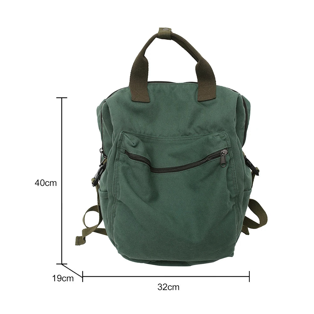 Retro Canvas Backpack Large Capacity Travel School Bag Zipper Rucksack