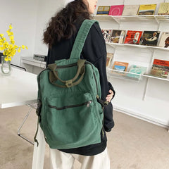 Retro Canvas Backpack Large Capacity Travel School Bag Zipper Rucksack