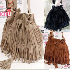 Faux Suede Fringe Women Bag Messenger Tassel Shoulder Handbags