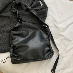 Retro Solid Crossbody Bag Women Pleated Cloud PU Totes Travel Streetwear