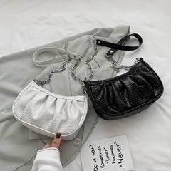 Retro Solid Crossbody Bag Women Pleated PU Dumpling Bag