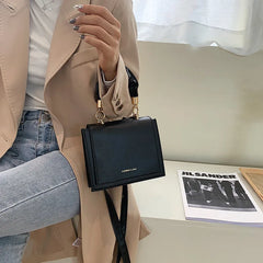 Retro Square Shoulder Hand Bag PU Leather Small Top-Handle Bag Women Crossbody