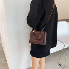 Retro Square Shoulder Hand Bag PU Leather Small Top-Handle Bag Women Crossbody