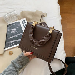 Retro Square Shoulder Hand Bag PU Leather Small Top-Handle Bag Women Crossbody