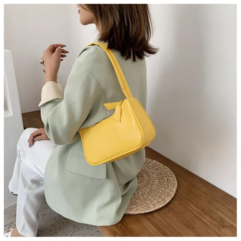 Retro Totes Bags for Women Solid Vintage Handbag Female Small Subaxillary Bags