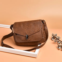 Vintage Leather Shoulder Bag for Women High Ladies Messenger Crossbody Bags