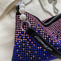 Rhinestone Crossbody Bag Gradient Clutch Wedding Purse Handbag