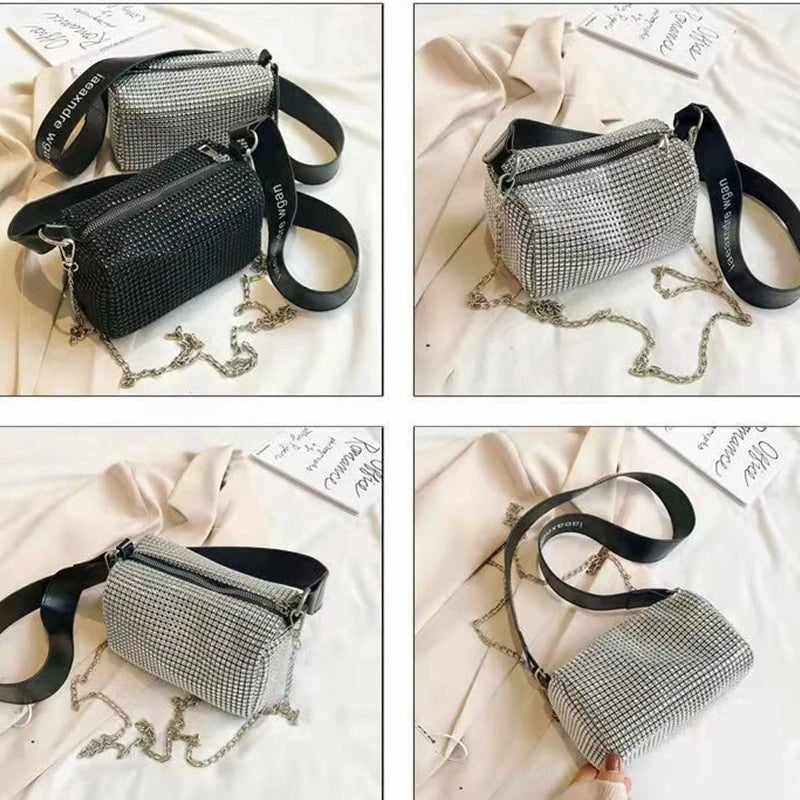 Rhinestone Crossbody Bag Chain Evening Clutch Tote