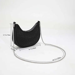 Rhinestone Crossbody Bags Small PU Leather Shoulder Bags for Women Zipper Handba