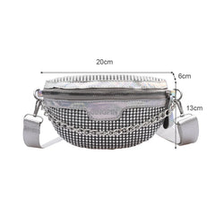 Rhinestone Fanny Chest Pack For Women Chain Zipper Waist Phone Belt Pouch