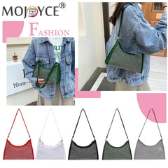 Suede Shoulder Bag Rhinestone Purse Business Tote Handbag