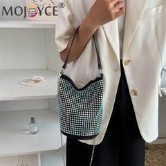 Rhinestone Shoulder Messenger Bag Diamond PU Leather Bucket Totes Women Birthday