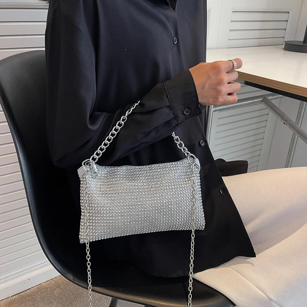 Rhinestone Shoulder Messenger Bag Chain Shoulder Bags Female
