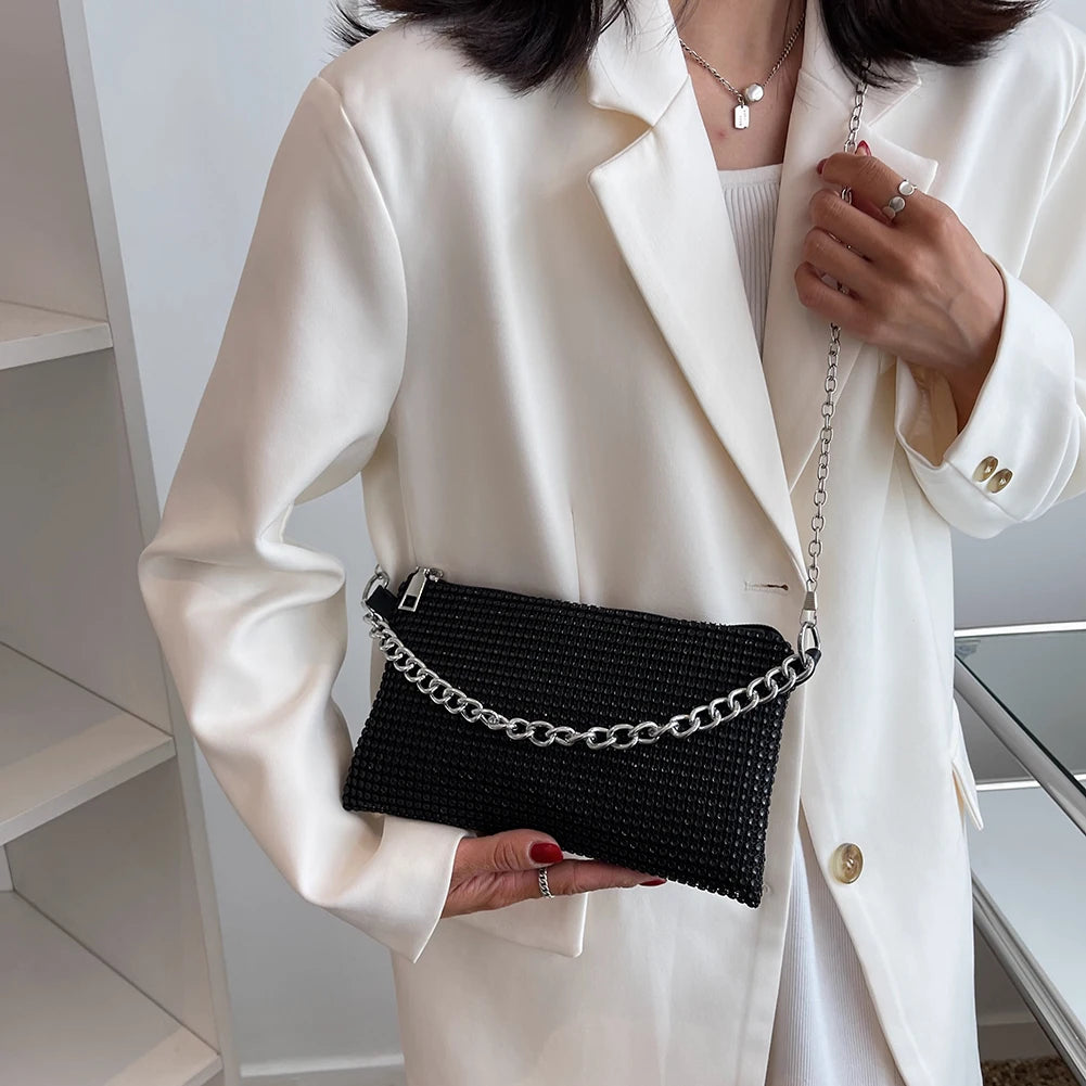 Rhinestone Shoulder Messenger Bag Chain Shoulder Bags Female