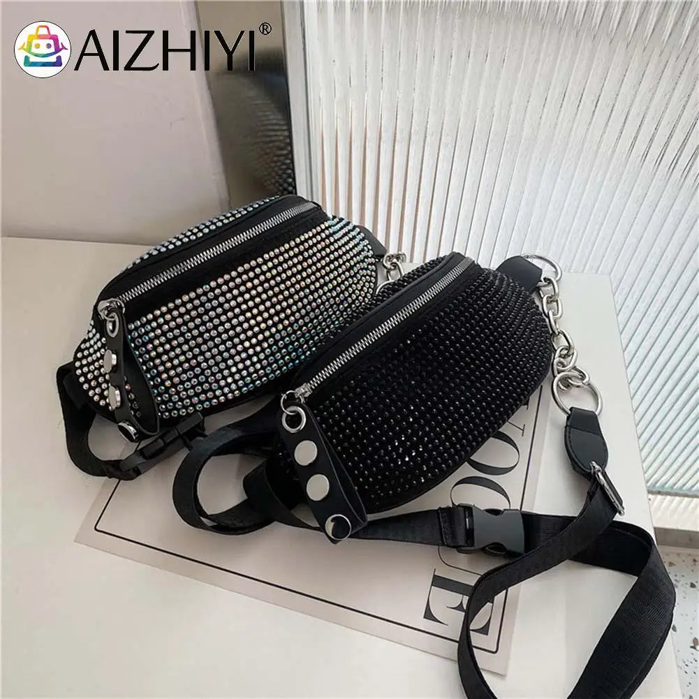 Rhinestone Waist Bag Diamond Chain Shoulder Crossbody Fanny Pack Women