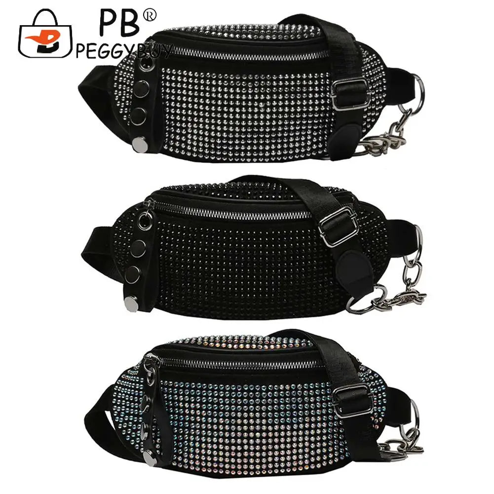 Rhinestone Waist Bag Diamond Chain Shoulder Crossbody Fanny Pack