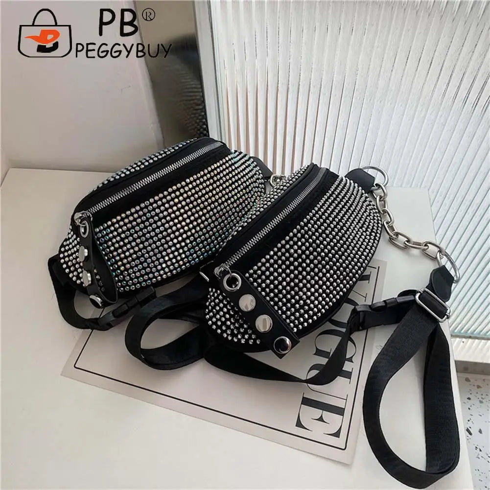 Rhinestone Waist Bag Diamond Chain Shoulder Crossbody Fanny Pack