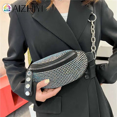 Rhinestone Waist Bag Diamond Chain Shoulder Crossbody Fanny Pack Women