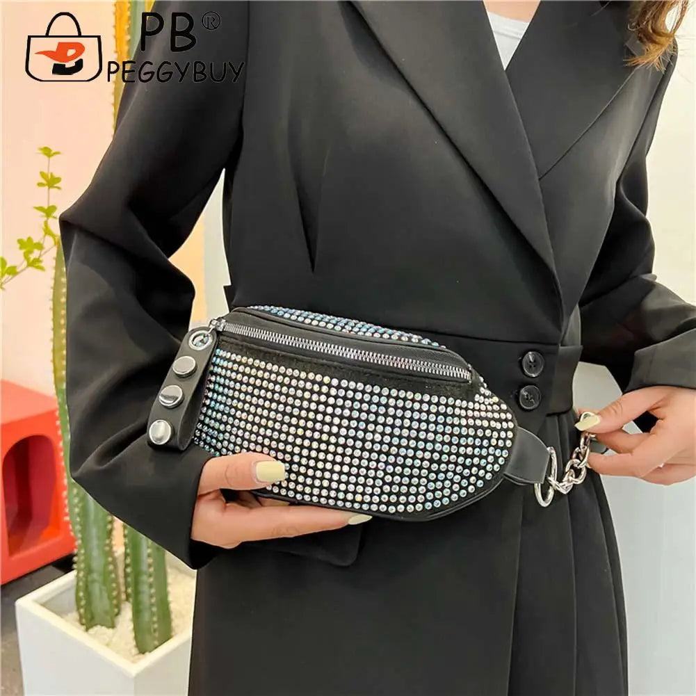 Rhinestone Waist Bag Diamond Chain Shoulder Crossbody Fanny Pack