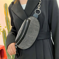 Rhinestone Waist Bag Diamond Fanny Pack Chain Shoulder Crossbody Belt Bags