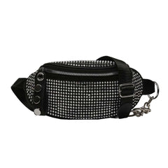 Rhinestone Waist Bag Diamond Fanny Pack Chain Shoulder Crossbody Belt Bags