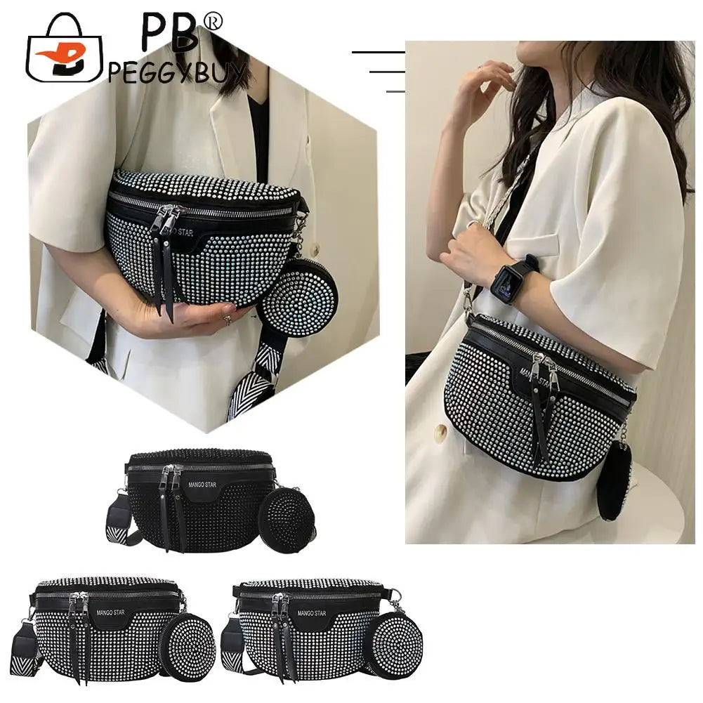 Bling Waist Belt Bag Chest Crossbody Fanny Pack for Shopping
