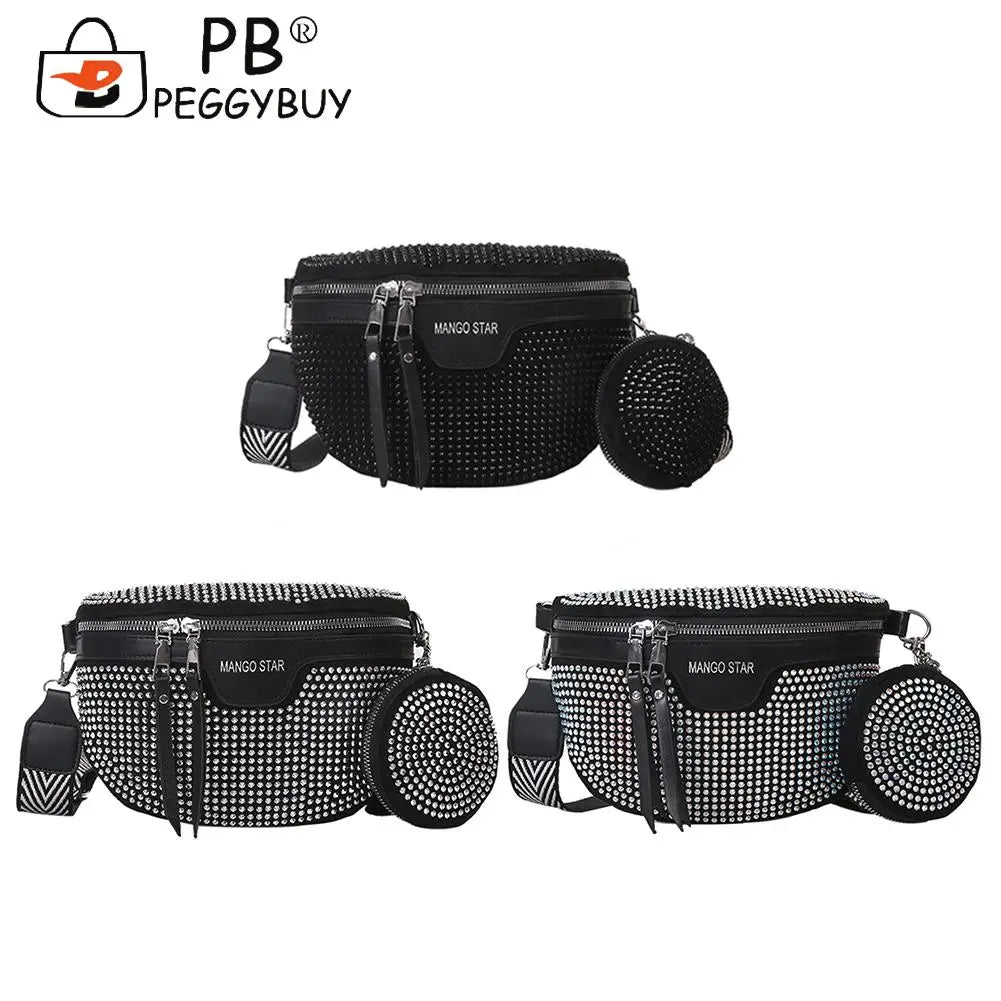 Bling Waist Belt Bag Chest Crossbody Fanny Pack for Shopping
