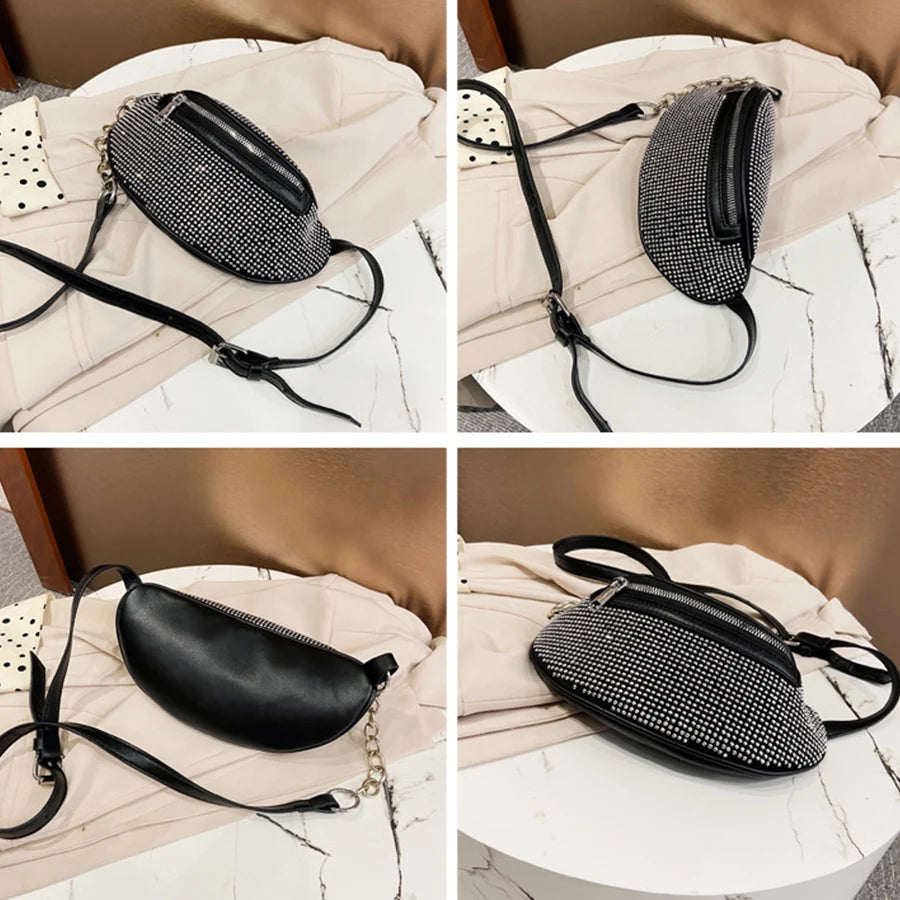 Rhinestone Waist Pack Fanny Pack Small Women Waist Bag Phone Pouch