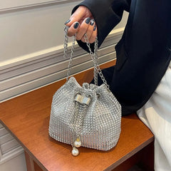 Diamond Bucket Wedding Party Shoulder Handbag for Women