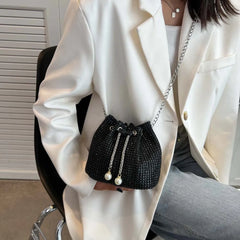 Diamond Bucket Wedding Party Shoulder Handbag for Women