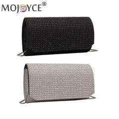 Rhinestone Shoulder Bag Chain Evening Clutch Leather Purse for Women